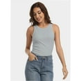 thumbnail image 1 of Womens Sleeveless Racerback High Neck Casual Basic Ribbed Fitted Tank Top, 1 of 6