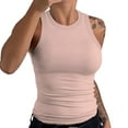 thumbnail image 1 of Womens Sleeveless Racerback High Neck Tank Tops Summer Casual Basic Breathable Cotton Ribbed Fitted Tank Top Women Soft Comfy Slim Fit Shirts Gym Sports Beach Vacation Outfits, Red M, 1 of 4