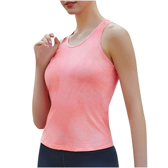 Womens Sleeveless Racerback Tank Top Round Neck Casual Basic Quick-Drying Neted Breathable Fitted Athletic Blouse Summer Gym Workout Shirt