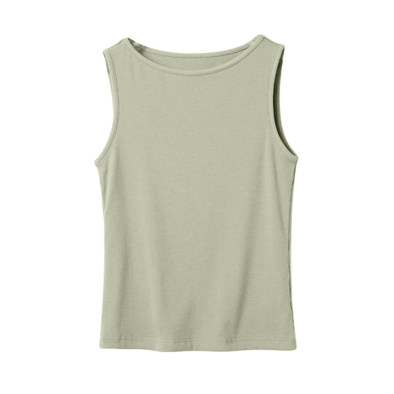 Womens Sleeveless Ribbed Tank Tops Boat Neck Slim Fit Shirts Summer Beach Vacation Clothes Army Green M