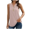 thumbnail image 1 of Womens Sleeveless Ribbed Tank Tops Button up V Neck Plain Loose Fit Blouses Summer Casual Comfy T Shirts Tank Vest, 1 of 7