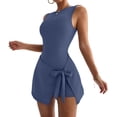 thumbnail image 1 of Womens Sleeveless Romper Skort Crew Neck Tennis Skirt Mini Dress Built in Shorts Golf Dress Workout Athletic Dress, 1 of 8