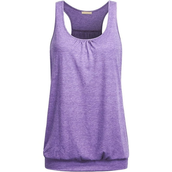 Womens Sleeveless Round Neck Loose Fit Racerback Yoga Tank Top