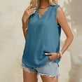 thumbnail image 1 of Womens Sleeveless Ruffled V Neck Tops Summer Linen Tank Tops Solid Color Edge Hem Camisoles 100 Polyester Shirts Women Spandex Tee Women Athletic Shirt Women S Tops Short Sleeve Layering Tee, 1 of 5
