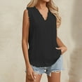 thumbnail image 1 of Womens Sleeveless Ruffled V Neck Tops Summer Linen Tank Tops Solid Color Edge Hem Camisoles 100 Polyester Shirts Women Spandex Tee Women Athletic Shirt Women S Tops Short Sleeve Layering Tee, 1 of 5
