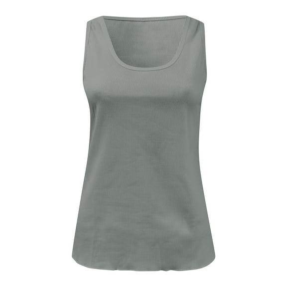Womens Sleeveless Scoop Neck Ribbed Knit Fitted Tank Tops Basic Tight Shirts