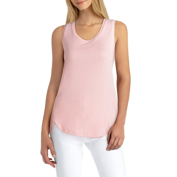 Womens Sleeveless Scoop Neck Top Rosie Pink S