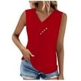 thumbnail image 1 of Womens Sleeveless Shirts, Tank Tops for Women Summer Casual Loose Fit Solid Color V Neck Tshirts with Buttons, 1 of 5