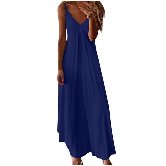 Womens Sleeveless Slip Dresses Loose Fit Dresses for Women V Neck Beach Hawaiian Maxi Long Summer Fall Dresses 2025