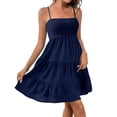 thumbnail image 1 of Womens Sleeveless Smocked Mini Dress Flowy Cute Summer Dresses Boho Spaghetti Strap Tiered A Line Casual Sundress, 1 of 7