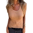 thumbnail image 1 of Womens Sleeveless Square Neck Tank Tops Racerback Workout Top Ribbed Knit Slim Casual Clothes Camel Color XXL, 1 of 8
