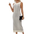 thumbnail image 1 of Womens Sleeveless Striped Boho Midi Bodycon Dress Long Tank Dress Alsol Lamesa, 1 of 6