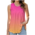 thumbnail image 1 of Womens Sleeveless Summer Casual Tank Top Loose Fit Pleated Gradient Crew Neck Polyester Soft Breathable Basics (XXL, Yellow) Major Deals, 1 of 3