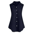 thumbnail image 1 of Womens Sleeveless Summer Tops Button Down Shirts Lace Lapel Single Breasted Blouses Solid Color Loose Casual Tops, 1 of 4