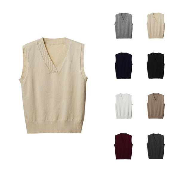 Womens Sleeveless Sweater Tops Vest for Fall Work and Formal Events Women's Knit V Neck Pullover Thin Cardigan Casual Layering Stretchable Soft Comfortable Lightweight For Winter Spring Everyday Wear