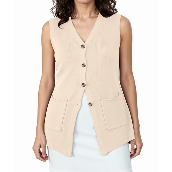 Womens Sleeveless Sweater Vest Button Light XXXL