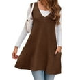 thumbnail image 1 of Womens Sleeveless Sweater Vest V Neck Casual Loose Knit A Line Flattering Tunic Top with Pockets, 1 of 6