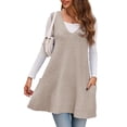 thumbnail image 1 of Womens Sleeveless Sweater Vest V Neck Casual Loose Knit A Line Flattering Tunic Top with Pockets, 1 of 6