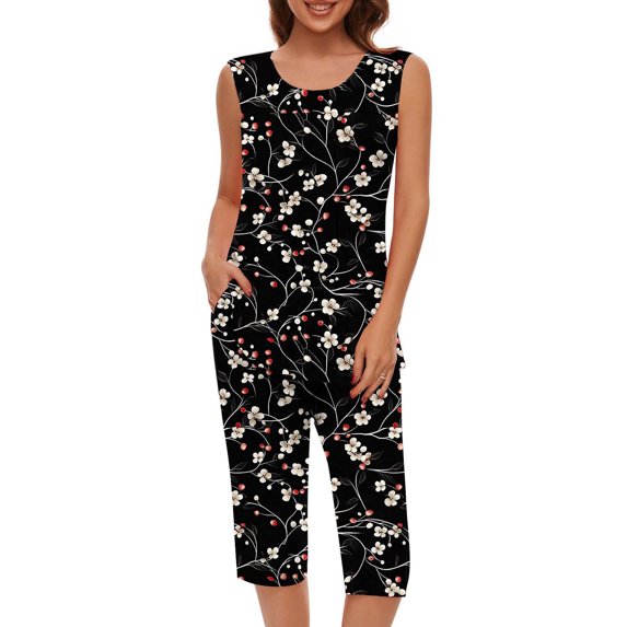 Womens Sleeveless Tank Pajama Set Floral Print Outfits for Women 2 Piece Summer Sets Women Pajama Sets