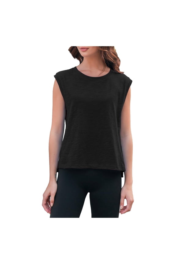 Womens Sleeveless Tank Tops 2025 Summer Tshirts Crewneck Solid Basic Tees, Limited Time Offer, Under 10 Dollars