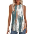 thumbnail image 1 of Womens Sleeveless Tank Tops Crew Neck Loose Summer Casual Flowy Curved Tunic Shirt Trendy Boho Print Pullover Tops, 1 of 6