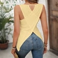 thumbnail image 1 of Womens Sleeveless Tank Tops Criss Cross Open Back Eyelet Top Loose Casual Summer Crew Neck Shirts Yellow, XL, 1 of 7