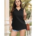 thumbnail image 1 of Womens Sleeveless Tank Tops Lapel Collared V Neck Slim Fitted Ribbed Knit Tight Polo Tops, 1 of 8
