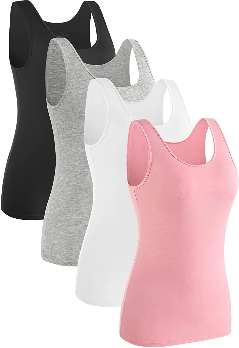 Womens Sleeveless Tank Tops Layering Tanks Undershirt Tank Top 3-4 Pack ...