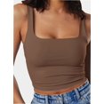 thumbnail image 1 of Womens Sleeveless Tanks Strappy Square Neck Skinny Cami Tops Basic Workout Fitness Crop Tank Top, 1 of 6