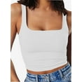 thumbnail image 1 of Womens Sleeveless Tanks Strappy Square Neck Skinny Cami Tops Basic Workout Fitness Crop Tank Top, 1 of 6
