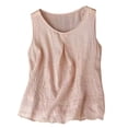 thumbnail image 1 of Womens Camisole Tank Tops Womens Sleeveless Tops Cotton Linen Embroidery Solid Color Suspender Summer Outfits Tank Tops For Women, 1 of 8