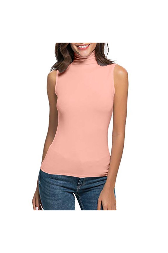 Womens Sleeveless Turtleneck Tops Plus Size Mock High Neck Tank Tops Sexy Slim Fit Undershirt Basic Layer Tees Comfy Lightweight Going Out Tops Ladies