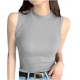thumbnail image 1 of Womens Sleeveless Undershirt Round Neck Ribbed Camisole Base Layer Tank Tops, 1 of 8