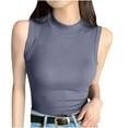 thumbnail image 1 of Womens Sleeveless Undershirt Round Neck Ribbed Camisole Base Layer Tank Tops, 1 of 8