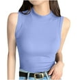 thumbnail image 1 of Womens Sleeveless Undershirt Round Neck Ribbed Camisole Base Layer Tank Tops, 1 of 8