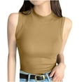 thumbnail image 1 of Womens Sleeveless Undershirt Round Neck Ribbed Camisole Base Layer Tank Tops, 1 of 8