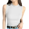 thumbnail image 1 of Womens Sleeveless Undershirt Round Neck Ribbed Camisole Base Layer Tank Tops, 1 of 8