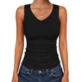 thumbnail image 1 of Womens Sleeveless V Neck Ribbed Knit Tank Tops Summer Slim Fitted Casual Tee Shirts Basic Top 2026, 1 of 7