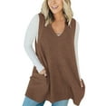 thumbnail image 1 of Womens Sleeveless V-Neck Sweater Vest Casual Loose Fit Knitted Pullovers Sweater Top with Pockets, 1 of 7