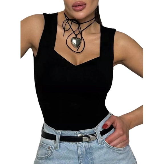 Womens Sleeveless V Neck Tank Tops Basic Tops Cap Sleeve T Shirt Tee Spring Summer Tops Casual Slim Fit Ribbed Top Black L