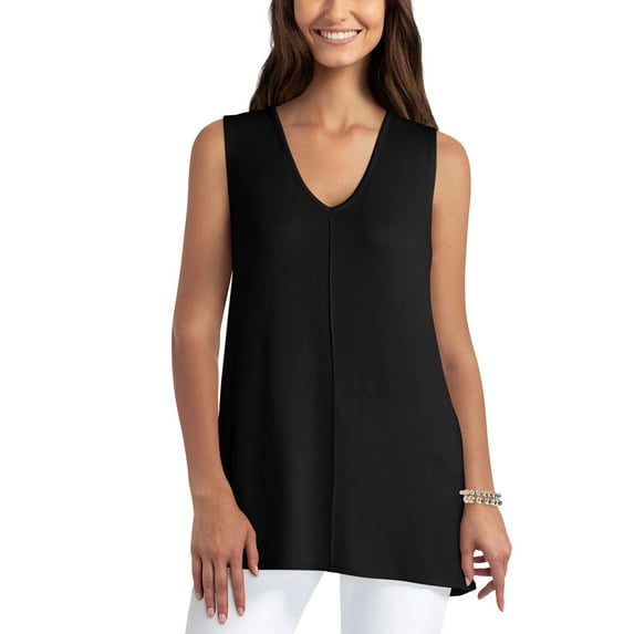 Womens Sleeveless V Neck Top Black L