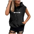 thumbnail image 1 of Womens Sleeveless Vest Hoodie Lightweight Drawstring Pullover Sweatshirt Casual Loose Print Tank Top with Pockets, 1 of 3