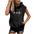 thumbnail image 1 of Womens Sleeveless Vest Hoodie Lightweight Drawstring Pullover Sweatshirt Casual Loose Print Tank Top with Pockets, 1 of 3