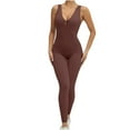 thumbnail image 1 of Womens Sleeveless Yoga Jumpsuits Tummy Control Workout Jumpsuits Athletic Romper Running Sportswear Elastic Tight Jumpsuits Outlet Overstock Clearance, 1 of 3