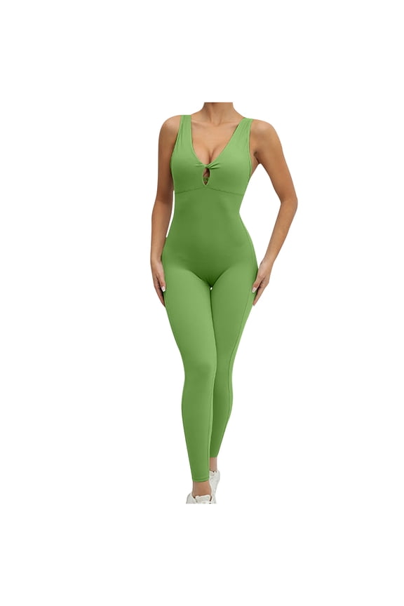 Womens Sleeveless Yoga Jumpsuits Tummy Control Workout Jumpsuits Athletic Romper Running Sportswear Elastic Tight Jumpsuits