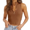 thumbnail image 1 of Womens Sleeveless Zipper Knit Crop Tops Short Knit Sweater Tops, 1 of 6