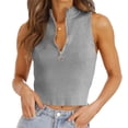 thumbnail image 1 of Womens Sleeveless Zipper Knit Crop Tops Short Knit Sweater Tops, 1 of 6