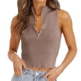 thumbnail image 1 of Womens Sleeveless Zipper Knit Crop Tops Short Knit Sweater Tops, 1 of 6
