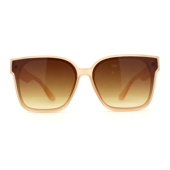 Womens Slick Horn Rim Inset Lens Plastic Chic Sunglasses Peach Brown