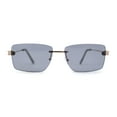 thumbnail image 1 of Womens Slick Minimal Luxury Rimless Rectangle Retro 90s Sunglasses Gold Black, 1 of 4